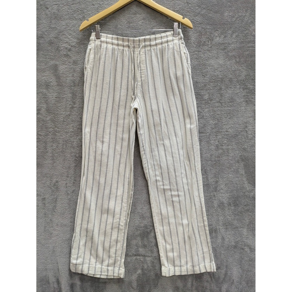Striped Flannel Pants Womens Small‎ Elastic Waist Coastal Neutral Minimalist